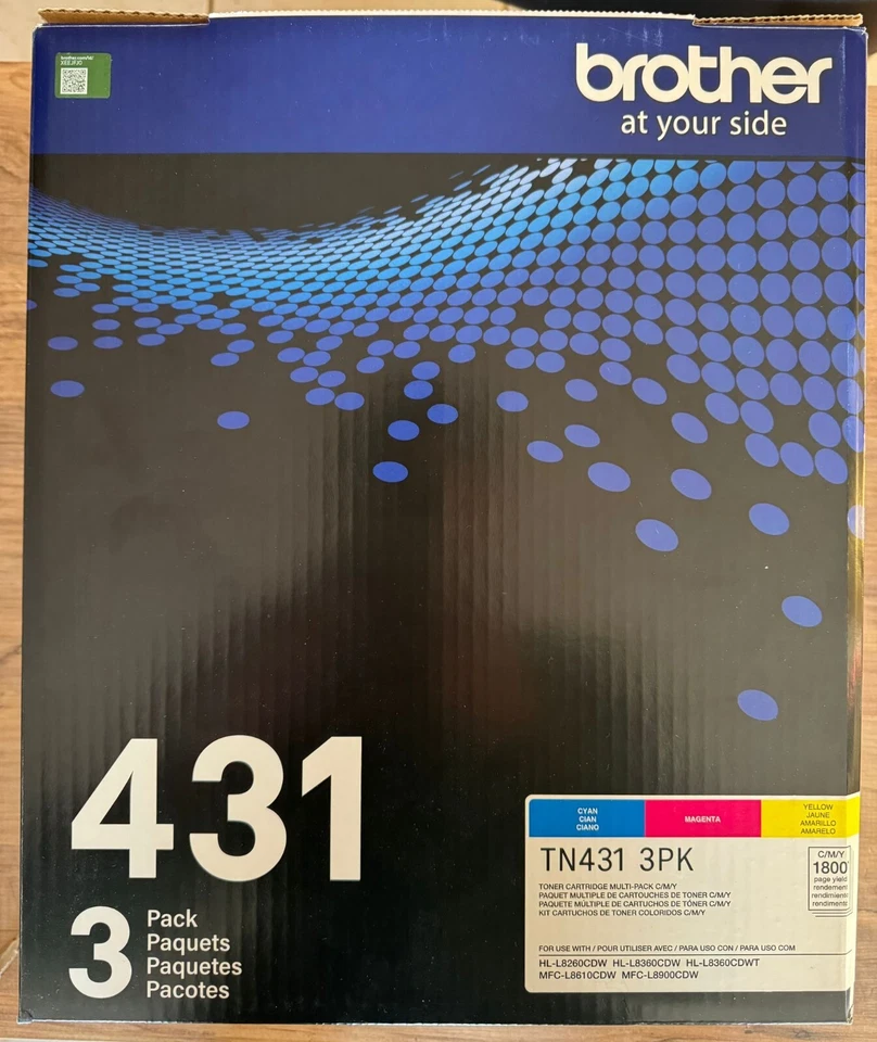 Brother TN-431 3PK, Cyan, Magenta, Yellow, Standard Yield, Model: TN4313PK