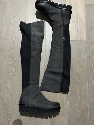 Bota Patrizia Bonfanti Nubuck Sobre la Rodilla Elástica Espalda Gris Oscuro 38 Foto 1 de 4