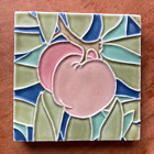 Antique Rookwood Pottery XXI 1921 Tile Trivet # 1263 Apple or Peach Green Blue