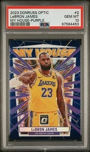 2023 DONRUSS OPTIC LEBRON JAMES MY HOUSE INSERT PURPLE PRIZM SP LAKERS #2 PSA 10 - Picture 1 of 5