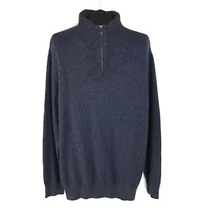 Suéter CK Calvin Klein Para Hombre XL Cuello Simulado Pullover Azul Mezcla de Algodón 1/4 Cremallera - Imagen 1 de 8