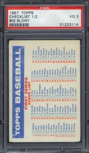 1957 Topps Baseball Big Blony Checklist 1/2 PSA 3