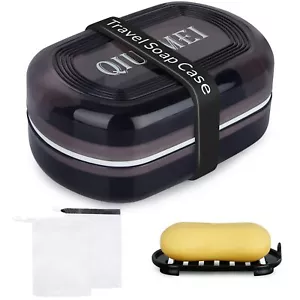 Travel Soap Box,soap Bar Holder Dish Container Case with Soap Bag& Silicone Band - Picture 1 of 7