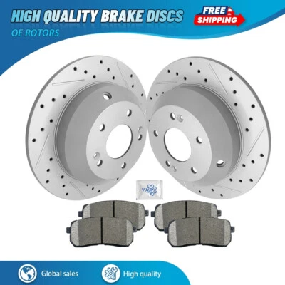 Rear Drilled Brake Rotors Ceramic Pads for Kia Sedona 2015 2016 2017 2018 - 2021 - Image 1 of 4
