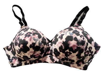 Sutiã Torrid CURVE 42D sem fio preto rosa roxo CAMO estampa animal lingerie - Imagem 1 de 4
