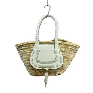 Chloe basket bag Handbag Raffia Women's white Auth - Picture 1 of 8