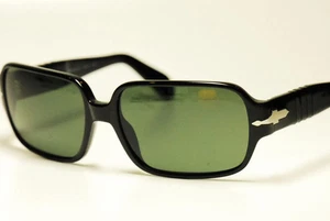 Persol 2635-S Square Sunglasses Black Frame Green Lens Rare Vintage Italy New - Picture 1 of 24