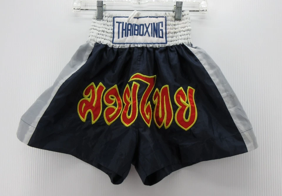 Pantalones Cortos de Boxeo Tailandeses Para Hombres Medianos Azul Kickboxing Artes Marciales Arte Muay Thai * Foto 1 de 4