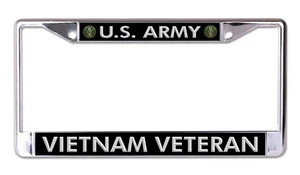 U.S. Army Vietnam Veteran Silver Letter Chrome License Plate Frame - Picture 1 of 1
