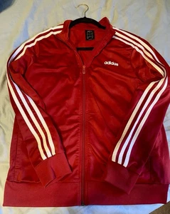 Y2K Stylische Adidas Trainingsjacke Rot-Weiß Damen L "  - Bild 1 von 4