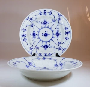 2 Deep Plates #168 - Blue Fluted - Royal Copenhagen - Plain Lace - 1:st Quality - Picture 1 of 6