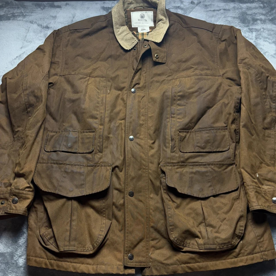 Chaqueta de Campo Beretta De Colección Encerada Para Hombres 2XL Marrón Acolchada Forrada A Presión Cremallera Completa Foto 1 de 4