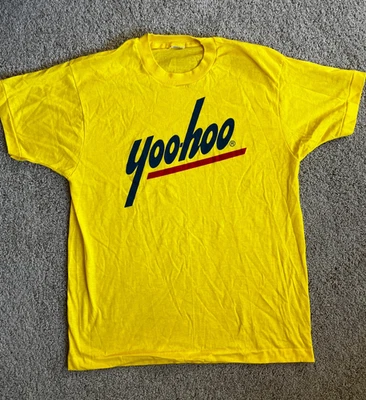 Camiseta grande de una sola puntada amarilla bebida chocolate YOO-HOO artículo vintage verdadero Foto 1 de 4