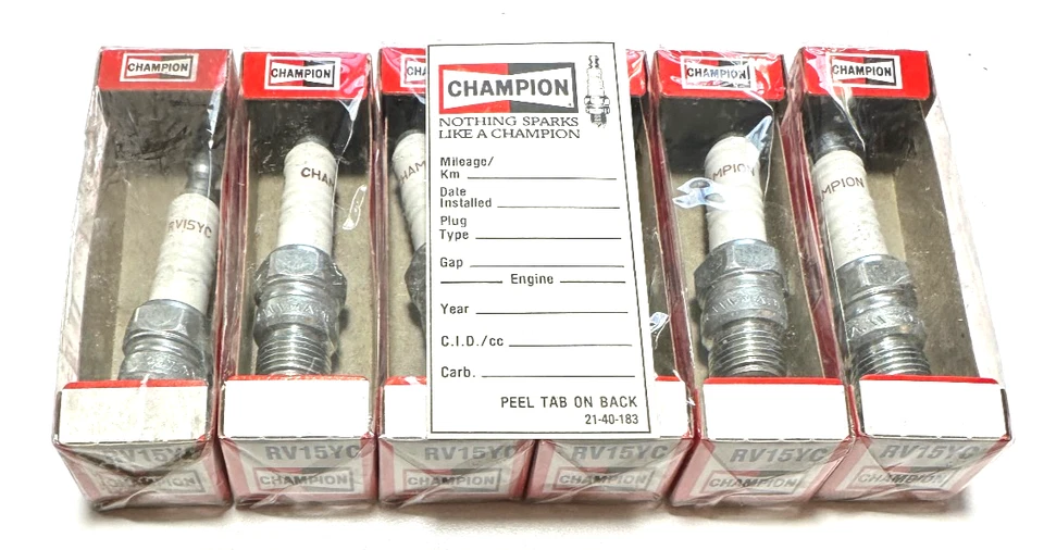 Set of 6 NOS Champion Spark Plugs # 12 (RV15YC) Made in USA - Image 1 of 1