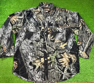 Vintage MOSSY OAK Shirt LG Hunting Long Sleeve Break Up Y2K Button Up Camoflauge - Image 1 of 4