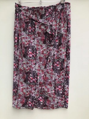Ladies George Pink Wrap Skirt Size 14-16 Knee Length Elastic Waist Animal Print - Image 1 of 4
