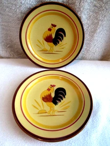 2 Vintage 6" Diameter Rooster Wall Hanging Plates By Stangl Pottery - Picture 1 of 4