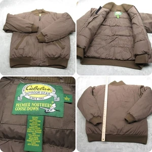 Cabelas Down Jacket Mens Large Brown Bomber Wool Water Resistant Thick VTG RARE - Picture 1 of 11