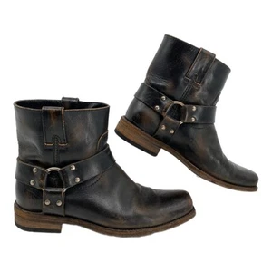 Frye Brown 77439 Leather Harness Ankle Boots | Size 8.5 - Picture 1 of 11