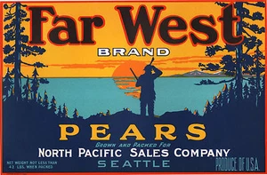 *Original* FAR WEST Hunter Woods Lake Seattle PACIFIC Pear Label NOT A COPY!! - Picture 1 of 1
