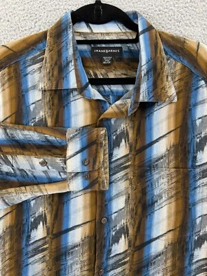 JHANE BARNES Button Up Shirt Men 2XL Abstract Silk Blend Artsy Art Stretch - Image 1 of 4