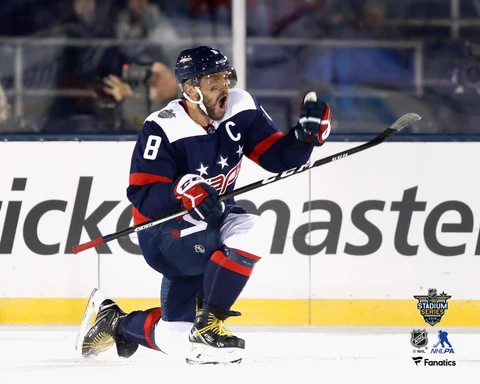 Alex Ovechkin Capitals 2018 Stadium Series Goal Celebration 8x10 Photo Cover
