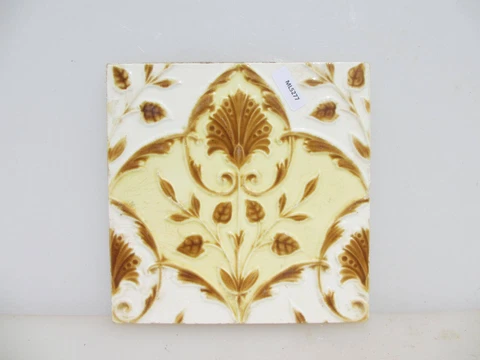 Victorian Ceramic Tile Floral Flowers Leaf Art Nouveau Old Antique Vintage Cover