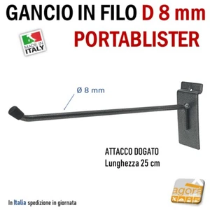 1 GANCI PORTABLISTER 25 CM BROCHE PER PANNELLO DOGATO ARREDAMENTO NEGOZIO MENS - Foto 1 di 5