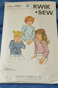 Kwik Sew Mädchen Tops Muster # 1033 Größe 4,5,6 - Bild 1 von 2