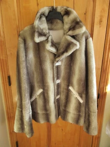 DENNIS BY DENNIS BASSO VTG FAUX FUR/SUEDE SIZE XL REVERSIBLE MULTI BROWN/ IVORY - Picture 1 of 14