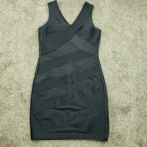 Halston Heritage Dress Women Size 12 Black Sheath Ribbed Lined Heavy GENTLE USE - Picture 1 of 16