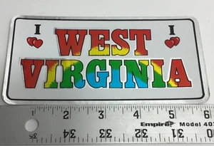 Vtg 1980s Metallic Foil State Sticker I Love West Virginia Bumper RV Decal 6"x3" - Picture 1 of 2
