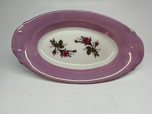Piatto/ciotola ovale rosa vintage Norleans Japan dipinto a mano floreale lustroware - Foto 1 di 5