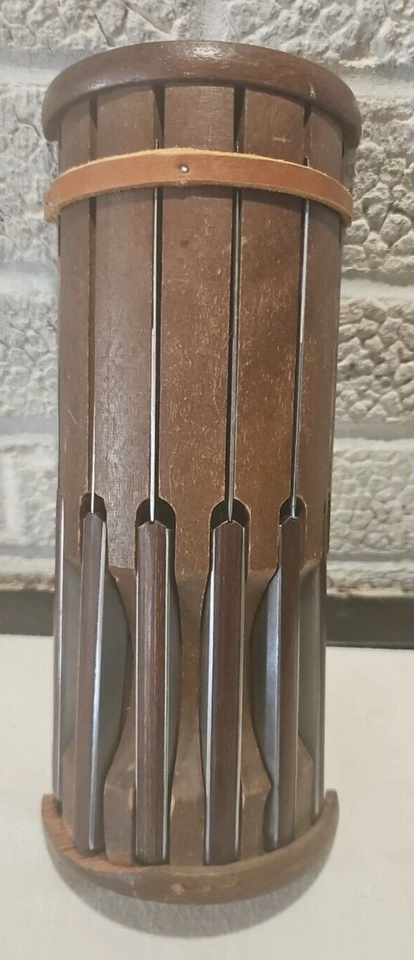 Juego de cuchillos para carne japoneses vintage/6 asas de madera montaje en pared MCM mediados de siglo Foto 1 de 4