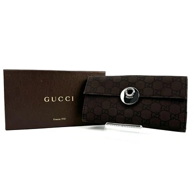 Carteira longa GUCCI GG marrom escuro autêntica - Imagem 1 de 4