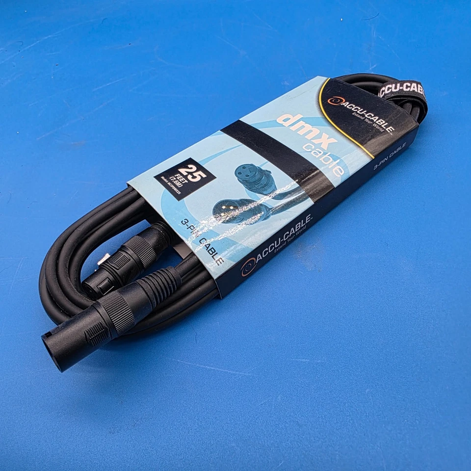 Cable de batería AC3PDMX25 3 pines XLR-F a XLR-M DMX - 25 pies Foto 1 de 1