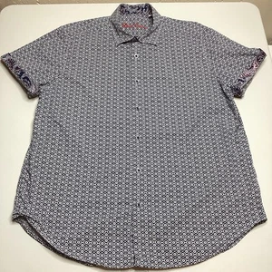 Robert Graham Shirt Mens XL Geometric Short Sleeve Button Up Casual - Picture 1 of 14