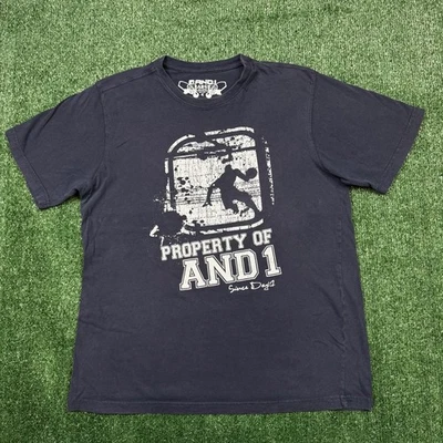 Camiseta de baloncesto vintage con gráficos AND1 para hombre talla L negra azul manga corta Foto 1 de 4