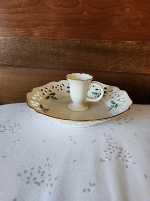 "Lenox Holiday Holly Candle Stick Plato Navidad Coleccionable 2.5"" H, 6.5" Diam" Foto 1 de 4
