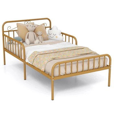 Twin Size Metal Bed Frame Modern Platform Bed with Safety Guardrails Headboard - Image 1 of 4