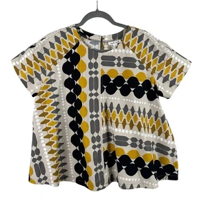 Cousin Earl Anthropologie Geometric Blouse Size S Multicolor Modern Boxy Swing - Picture 1 of 10