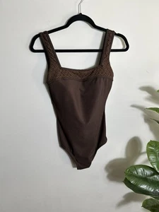 IT FIGURES! Vintage One Piece Women's Swimsuit Size 12 Chocolate Brown - Picture 1 of 7