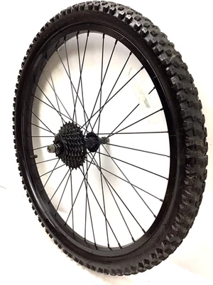 Bicicleta Trasera 24" Rueda Negra 7 Velocidades Rueda Libre y Neumático 2.10" Bicicleta de Montaña #A84 Foto 1 de 3