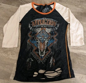 Women’s RARE AFFLICTION American Customs Albuquerque T-shirt Size M NWOT - Picture 1 of 13