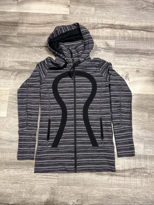 Chaqueta Lululemon in Stride sudadera con capucha a rayas púrpura cremallera completa para mujer 6 Foto 1 de 4