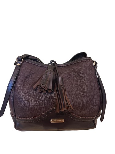 Borsa Burberry Brogue Canterbury in pelle con ciottoli di cioccolato