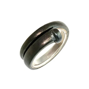 RealSteel - Black Stainless Steel & Sterling Silver Railroad Spike Ring - Picture 1 of 4