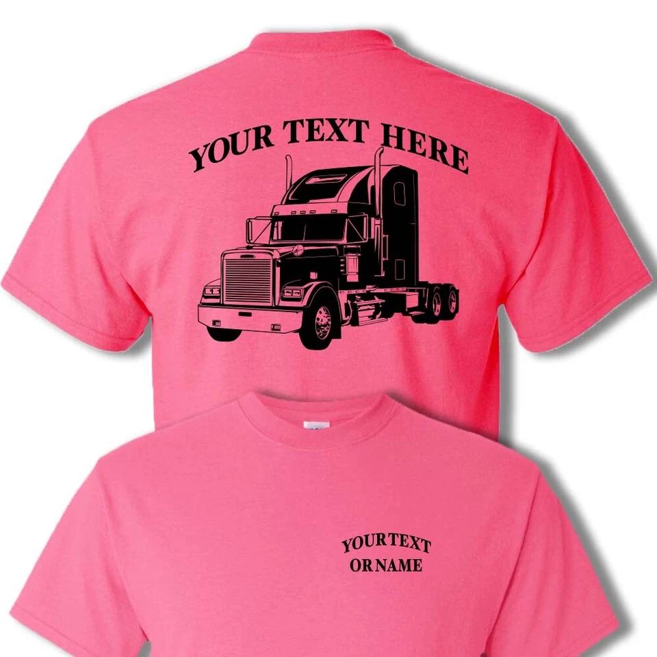 FREIGHTLINER CLASSIC SEMI TRUCK -  PERSONALIZED CUSTOM COTTON T-SHIRT #BR003 Foto 1 de 1