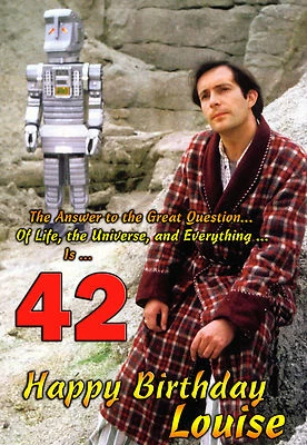 42 Happy Birthday The Hitchhiker's Guide to the Galaxy personalised ART Card tv - Image 1 of 4