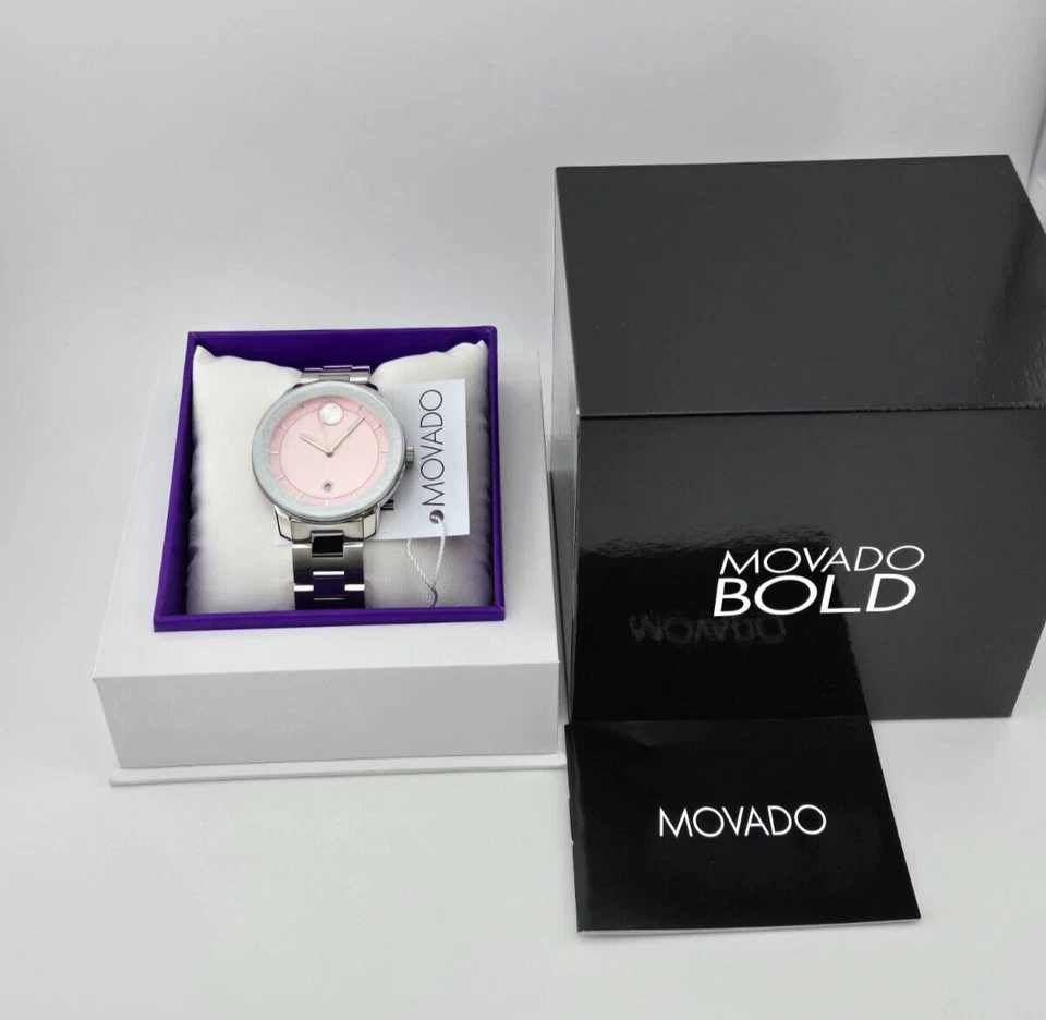 Movado Bold Verso Women’s Pink Dial Stainless Steel Watch 3600872